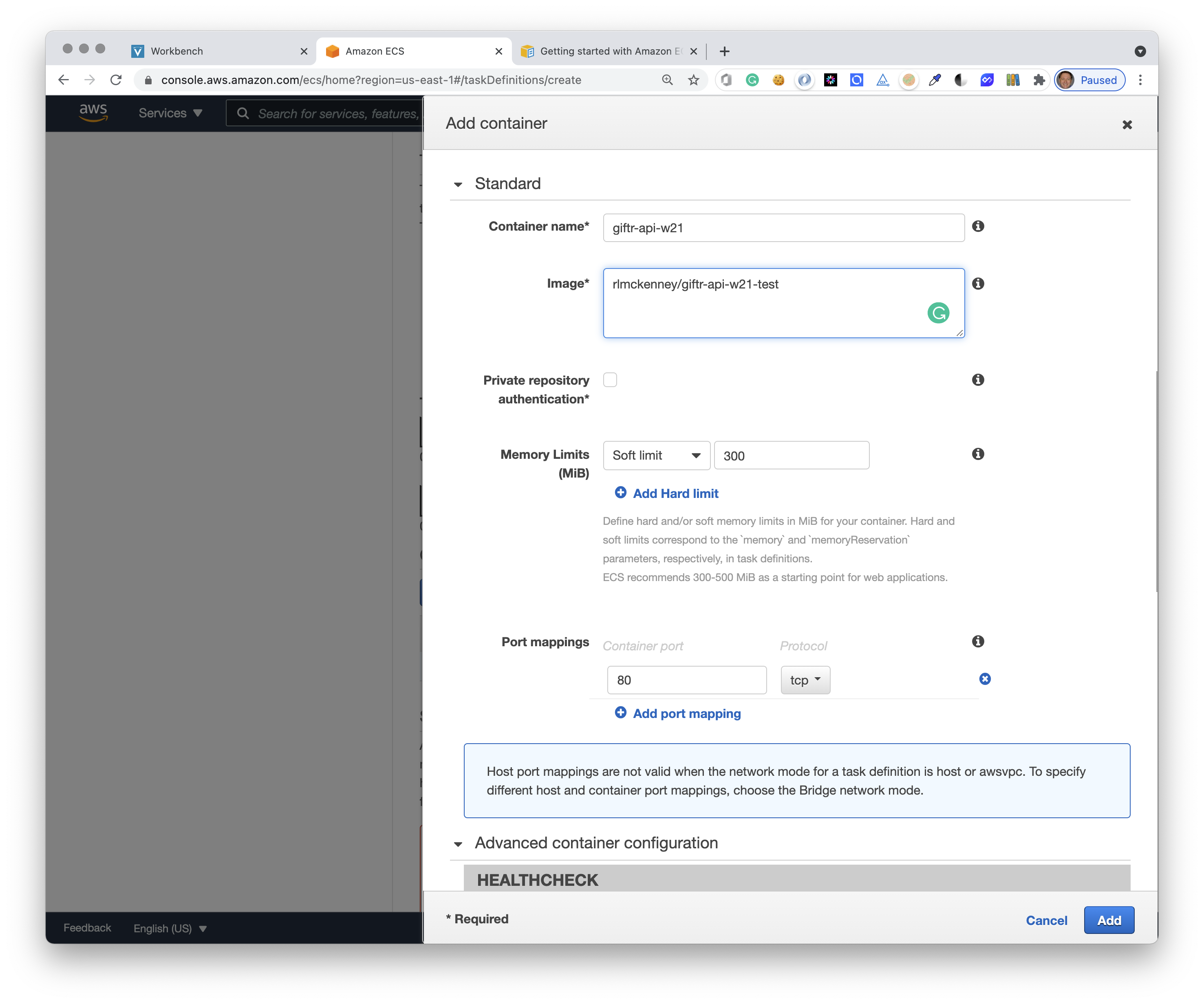ECS configuration step 9