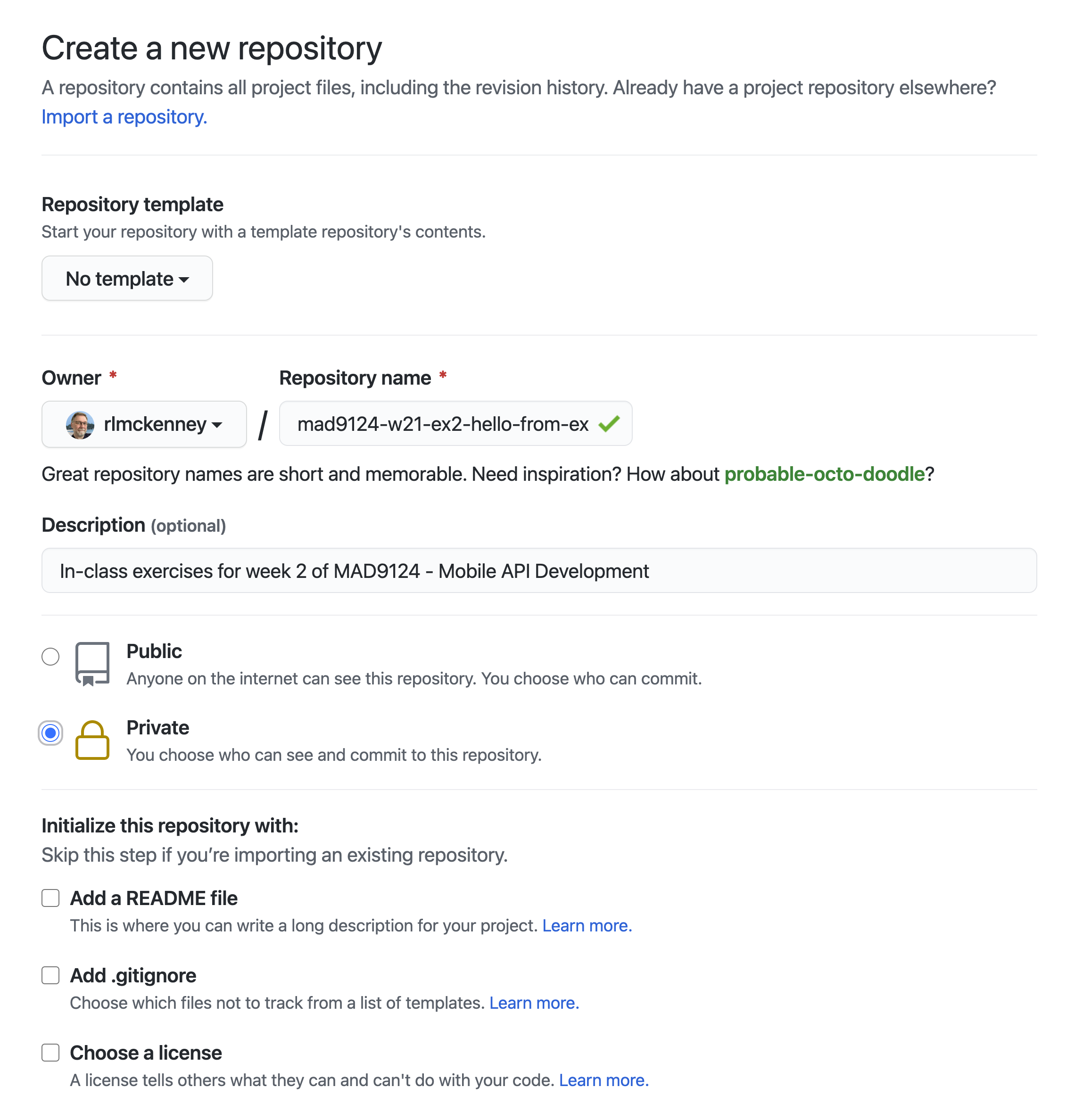 screenshot create GitHub repo example